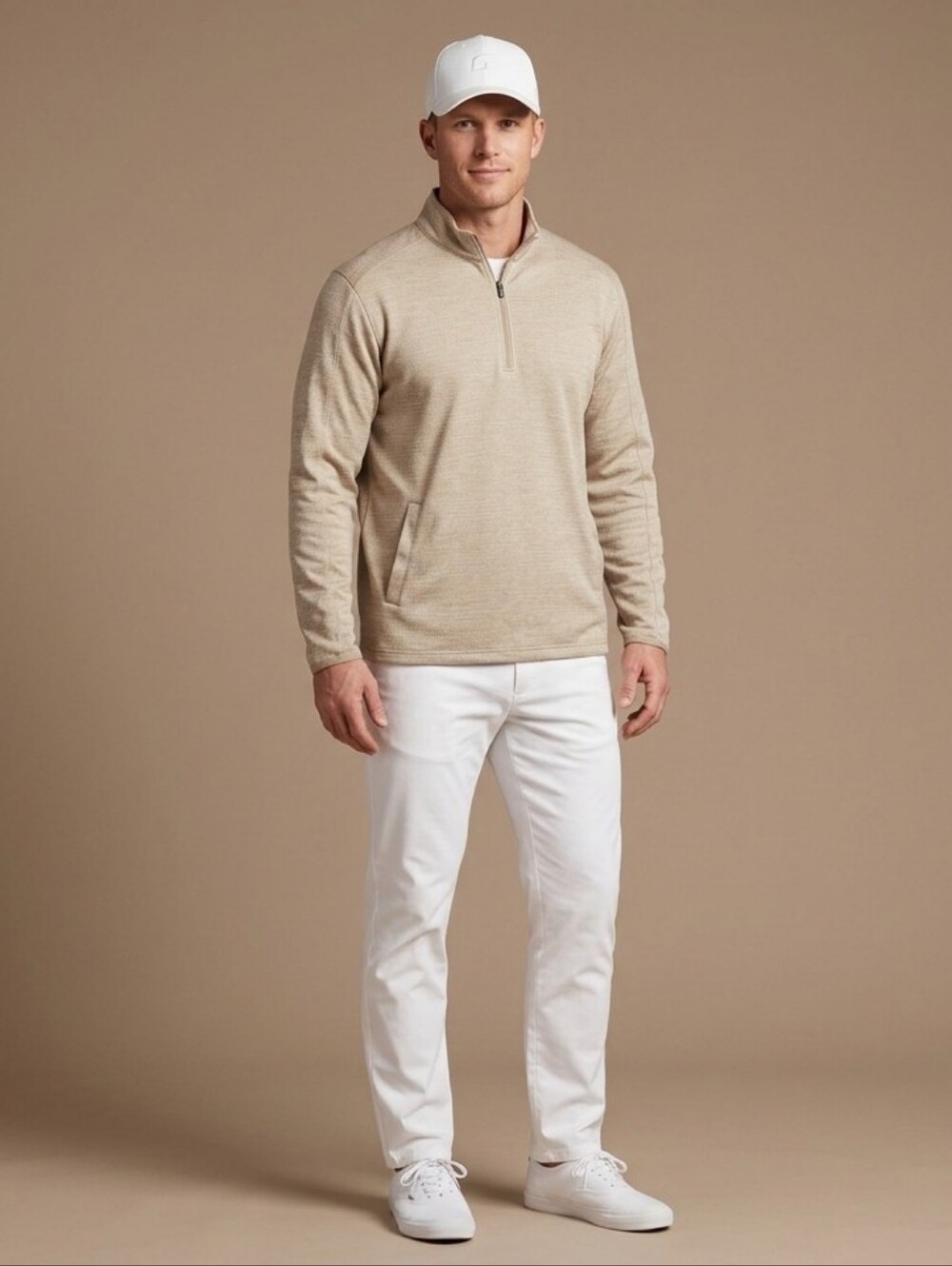 $90 PGA TOUR Men Geo Fleece Quarter-Zip Shirt